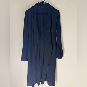 Timing Black Long Sleeve flowy trench jacket